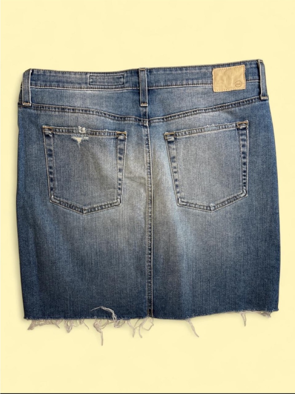 AG Adriano Goldschmied Blue Distressed Denim Mini Skirt - Picture 2 of 7